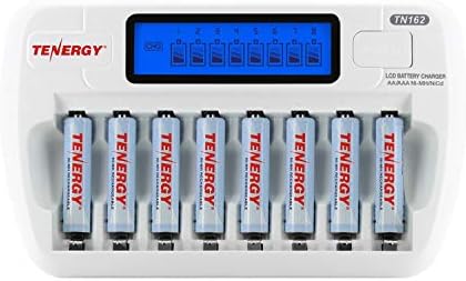 Tenergy AAA Rechargeable Battery and Charger Combo TN162 8-Bay Smart AA/AAA NiMH/NiCd Charger + 8 pcs AAA NiMH Rechargeable Batteries