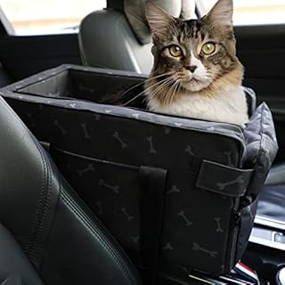 Console Dog Car Seat Pet Booster - for Small Dog Cat Puppy Under 13.5lb, Middle Console Armrest Doggy Travel Bed Front Carseats Carrier Bag for Chihuahua, Shih tzu, Yorkie, Poodle, Dachshund (Black)