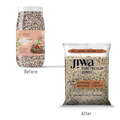 Jiwa Pure Tricolor Quinoa | High Protein | White, Red & Black Quinoa | Cooks like Rice | Gluten Free| Superfood | 1 kG