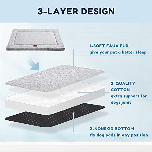 Figopage Stylish Dog Bed For Crate With Removable Machine Washable Cover, Dog Crate Mat Pad With Soft Faux Fur Anti-Slip Kennel Pet Bed Mats For Sleeping #TOP2