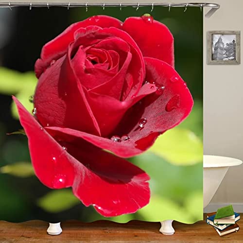 Rideau de douche KnSam rose rouge 180x200 en polyester imperméable - 2