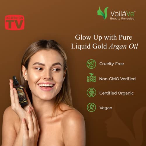 Voilave Usda And Ecocert Pure Organic Moroccan Argan Oil For Skin, Nails & Hair Growth, Anti-Aging Face Moisturizer, Cold Pressed, Hair Moisturizer, Rich In Vitamin E, As Seen On Tv - 4 Fl Oz #TOP2