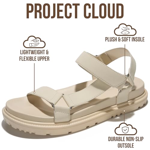 Image of Project Cloud Sandals for Women - Flexible and Lightweight Upper Womens Sandals with Adjustable Straps - Plush and Soft Insole - Water Resistant Non Slip Outsole