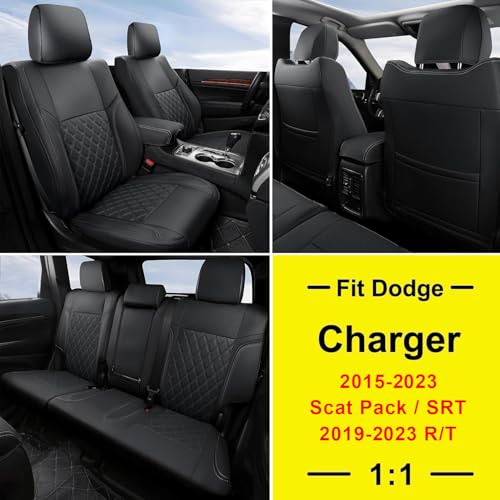 Image of GIANT PANDA Wrangler Seat Covers Custom Fit for Jeep Wrangler,Premium Waterproof Faux Leather, 18-26 JL 4 Door with Rear Cup Holder Full Set (Solid Red)
