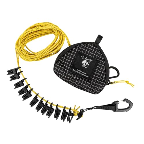 Corde à linge d'extérieur résistante au vent avec pinces intégrées pour le camping et le voyage - 2