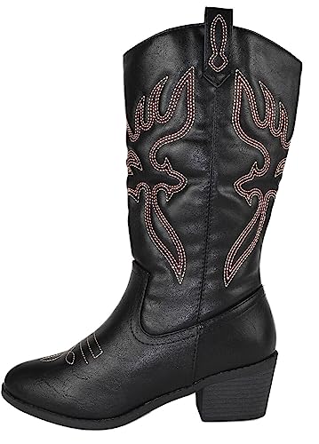 Forever Women's Pointed Toe Embroidered Western Rodeo Cowgirl Boots2