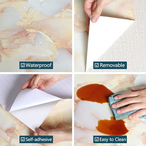 Image of SUNBIRD Wood Furniture Wallpaper Vinyl, Self-Adhesive Wood Wall Paper, Almirah,Kitchen Home Decoration 24in x 3 Meter (Cream Orange)