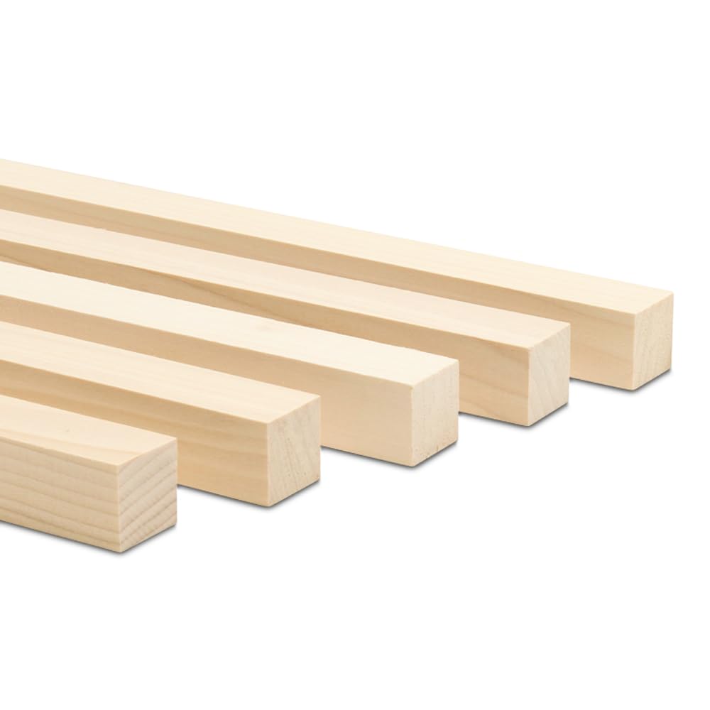 DIY Wooden Square Dowel Rod 1-inch x 12 Pack of 10 Hobby Wood Sticks for Crafts, Wood Trim & Architecture Model Making, by Woodpeckers
