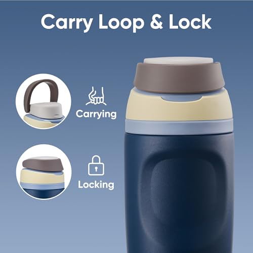 Image of Fijinhom 24 oz Insulated Water Bottle,Stainless Steel Sports Water Bottle with Straw, Double Wall Vacuum Leak Proof, Cold for 24 Hours, BPA Free for Travel, Sport, Outdoor, Dark Blue