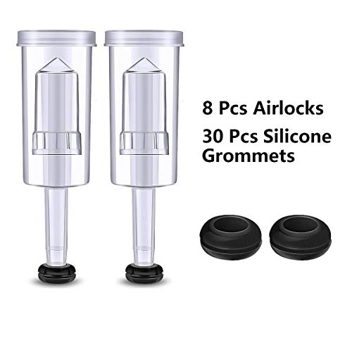 Yxcc Air Locks 8 Pieces Plastic Airlock And 30 Pieces Silicone Grommets,Airlock Set For Fermenting, Brewing, Beer, Wine, Sauerkraut, Kimchi And Other Fermentation Projects #TOP1