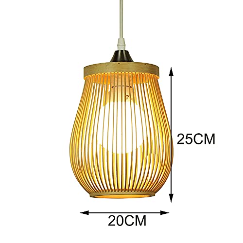 Lámpara de araña industrial retro E27 de bambú y ratán para comedor 5