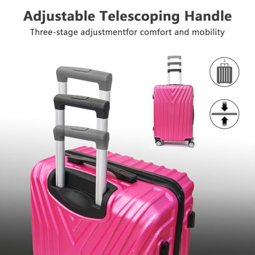 Hard Shell 3 Piece Luggage, Modern Lightweight Suitcase with Hooks and Spinner Wheels ABS Lightweights Checked with Password Lock and Telescopic Rod for Business Travel Domestic Foreign Travel3