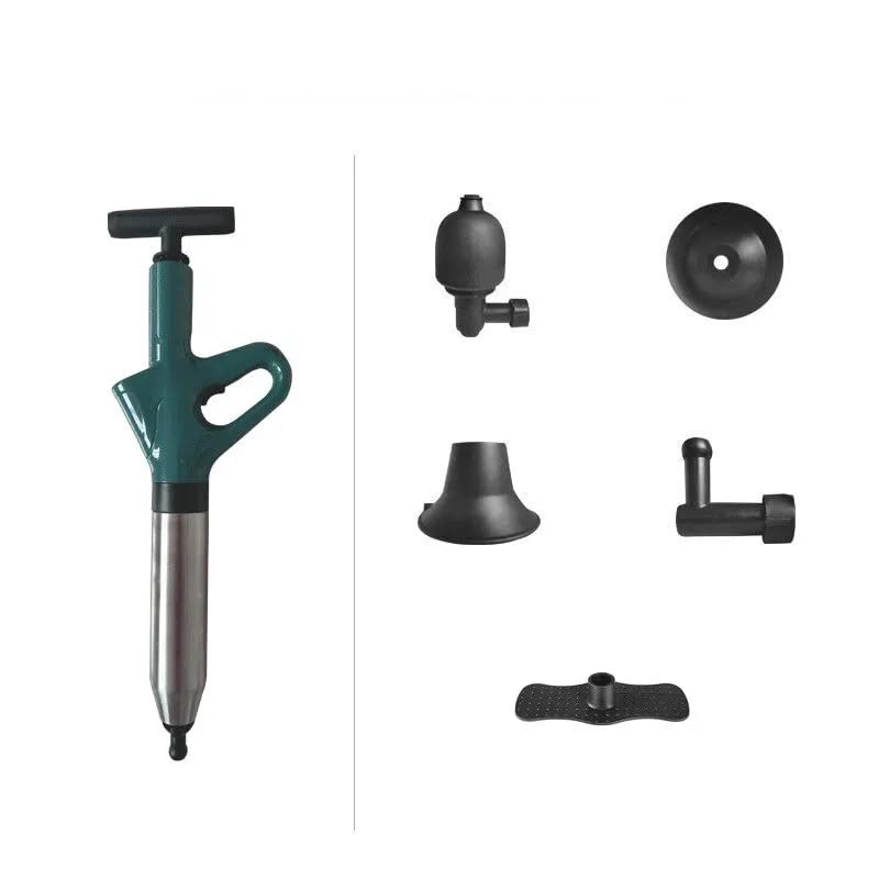 Destapacaños Neumático para Inodoro de Acero Inoxidable, Juego de Herramienta de Desatascado a Alta Presión para Hogar, Cilindro de Pared Gruesa, Robusto y Seguro (Color: verde) miniatura 2