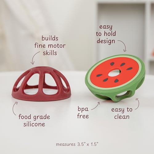Image of Mangosteen and Watermelon Silicone Teethers Baby Teething Toys, Newborn Essentials Must Haves, Easy-to-Hold Design Teething Ball Baby Essentials, BPA-Free