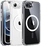 FNTCASE for iPhone 16e & iPhone 17e Case Clear: Magnetic Phone Cases with Screen Protector Compatible with Magsafe Anti Yellowing Shockproof Protective Transparent Cell Phone Cover (A-Clear)