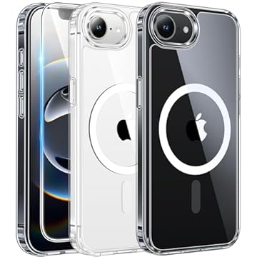 FNTCASE Capa para iPhone 16e: Proteção magnética robusta transparente | Capas de telefone finas antiamarelamento de grau militar | Capa de telefone transparente à prova de choque resistente a