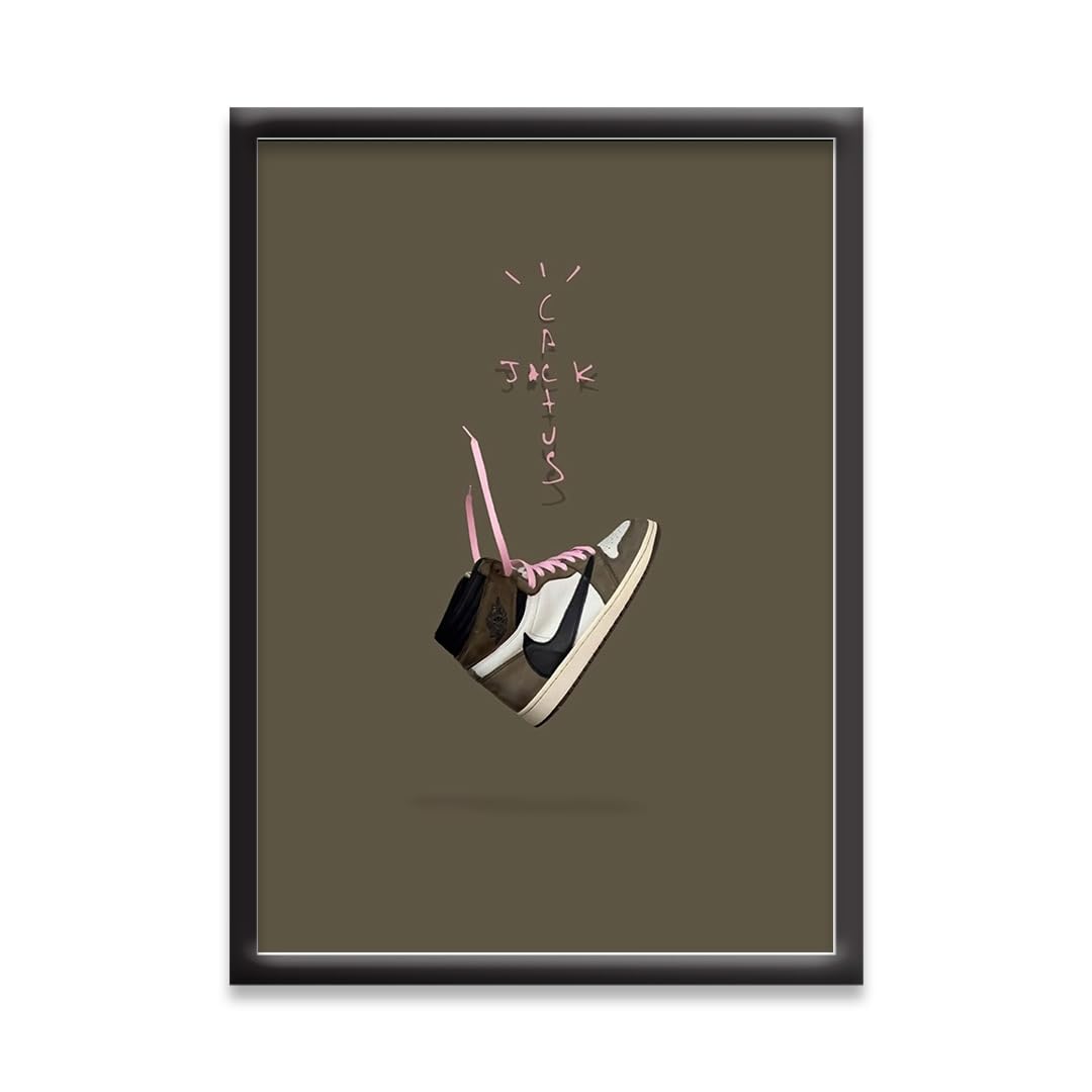 Jurojin Junction | Air Jordan Cactus Vector Art | Sneakers Framed Poster | Vector Art Framed Posters - Matt Black Frame (A4 Black Framed, Air Jordan Travis Cactus)