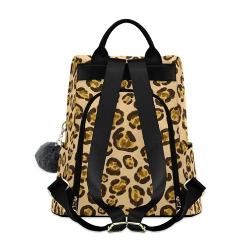 Sac à dos léopard doré élégant avec finitions en cuir synthétique
