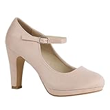  Damen Schuhe Pumps T-Strap High Heels Riemchenpumps Stilettos 157209 Rosa Berkley 38 Flandell