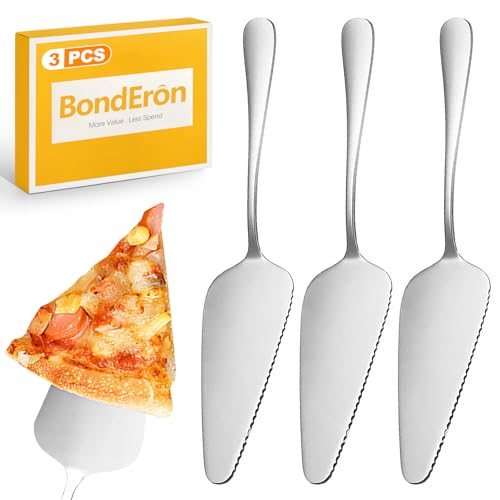 BondEron 3 Stück Tortenheber mit Schneidefunktion aus Edelstahl | Kuchenschaufel Set für Kuchen, Torte, Pizza & Lasagne | Kuchenheber