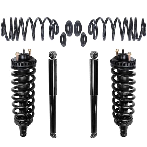 Image of Detroit Axle - 4.2L Struts Shocks Kit for Chevy Trailblazer GMC Envoy Buick Rainier Olds Bravada 2 Front Suspension Struts w /Coil Spring 2 Rear Shock Absorbers 2 Rear Coil Spring Assembly Replacement