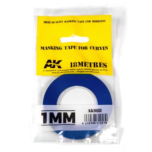 AK-Interactive Blue Masking Tape for Curves - 1mm - Model Building Paints and Tools # 9181
