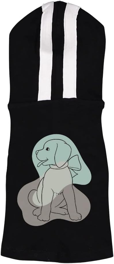 Cute Art Dog Shirt with Hoodie - Puppy Print Dog Hoodie - Illustration Dog Clothing - Royal White, L