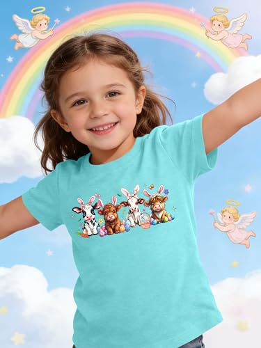 Image of Ithalt Kids Easter Shirts for Girls Cute Bunny Graphic Tshirt Easter Long Sleeve Tops 5-14y