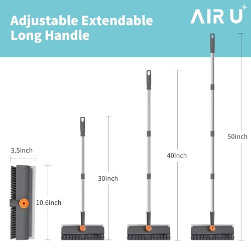 3 in 1 Floor Scrub Brush with Long Handle and 360° Rotation Head, Multi-Purpose Cleaning Brush, Including Flat Bristle Brush, Angled Bristle Brush and Scraper by AIR U+ - Image 6