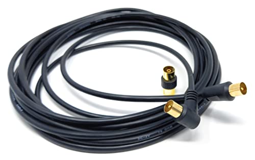 DRUT 5m TV RF Right Angle Male to Male Aerial Antenna Coaxial Cable With Female to Female Coupler Gold Connectors 75 ohm - Image 3
