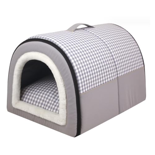 Dog House Indoor 2 In 1 Foldable Cat Igloo Beds with Removable Cushion Non-Slip Dog Bed House Waterproof Warm Cat Cave Washable Covered Dog Bed