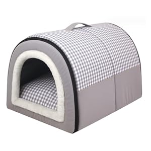 Dog-House-Indoor-2-in-1-Foldable-Cat-Igloo-Beds-with-Removable-Cushion-Non-Slip-Dog-Bed-House-Waterproof-Warm-Cat-Cave-Washable-Covered-Dog-Bed Indoor Waterproof Pet House
