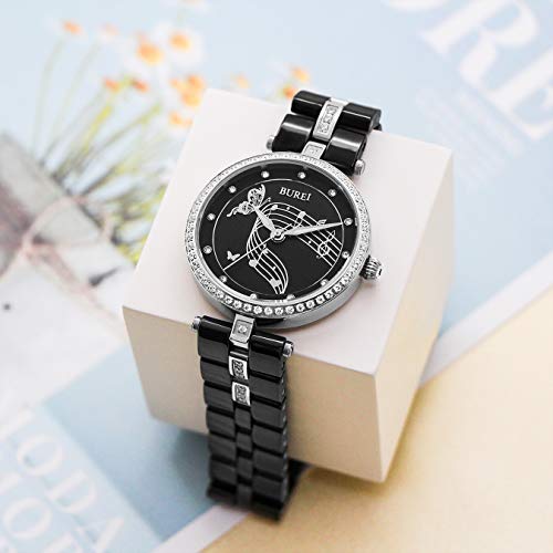 Burei Women Watch Dress Classic Design For Ladies Wristwatch With Ceramic Band (Black) #TOP6