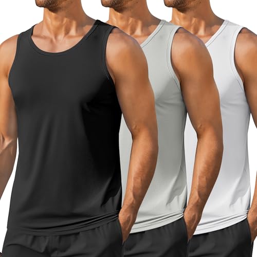 COOFANDY Men's Workout Tank Tops UPF 50+ Sleeveless Gym Muscle Shirts Quick Dry Bodybuilding Tanks for Swim Beach,GP7,XXL