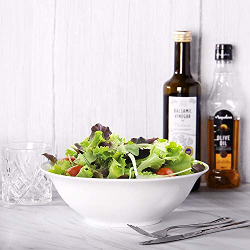 White Porcelain Serving Bowls – Set of 4 Pasta & Ramen Dishes – Cereal, Soup, Salad & Noodle Bowls – Classic Chip-Resistant Ceramic Tableware – Microwave & Dishwasher Safe – M&W - Image 6