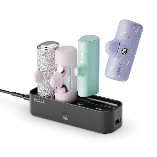 iWALK Portable Charger Station for 4500mAh, 4800mAh, 5000mAh Power Bank for iPhone Charging Station Multiple USB-C Family-sized Charger Station for Home(Station Only),Black