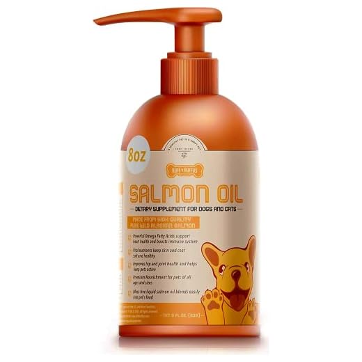 Ruff 'N Ruffus *100% USA Made* Wild Caught Alaskan Salmon Fish Oil for Dogs & Cats in 8 or 32 oz | Support Joint Function Immune & Heart Health | Omega 3 +EPA +DHA for Healthy Skin & Coat Supplement