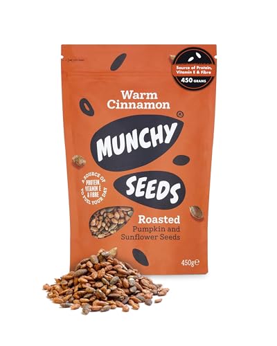 Munchy Seeds Warm Cinnamon, Sunflower, Pumpkin, Protein Snack, Plant-Based Fibre & Vitamin E,Sweet & Delicious To Eat,Vegan Snacks For Kids,Add to Cereal, Porridge or Yoghurt - 450g Mega Pack