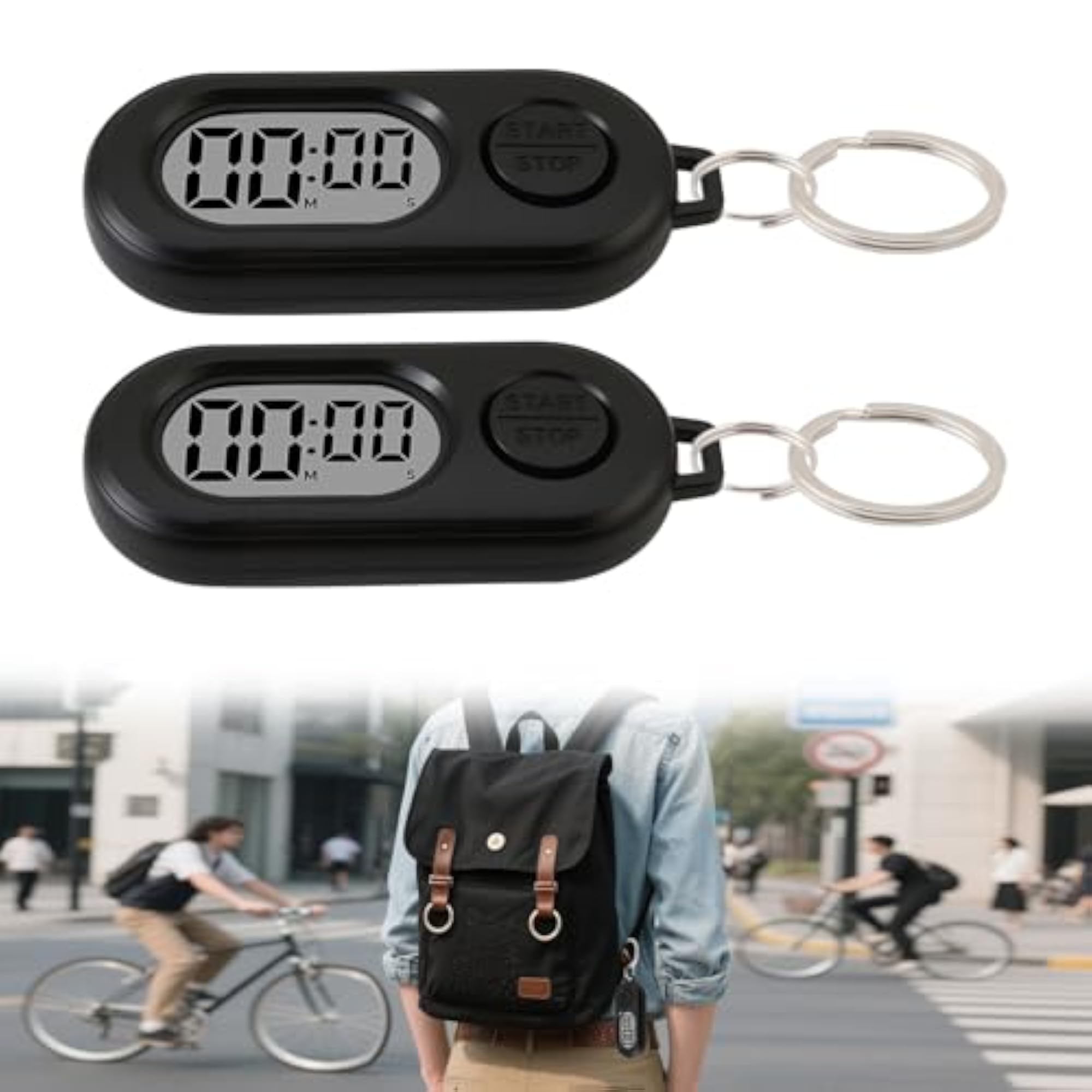2 Pack Mini Digital Timer Keychain