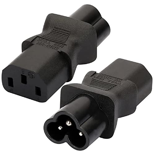 (2 Pack) Toptekits IEC 320 C13 to C6 AC Power Plug Adapter, IEC 3Pole C13 Female to Mickey Mouse 3Pole C6 Male AC Converter, C6 to C13 AC Adapter
