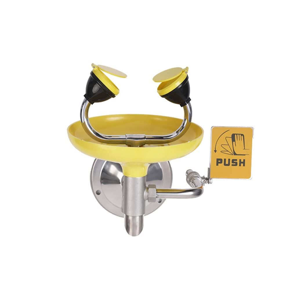 Station de Lavage oculaire Murale en Acier Inoxydable avec Double Jet, Installation Facile, Jaune.