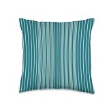 Cozy Cottage Farmhouse Ticking Stripe - Teal & Cream Throw Pillow