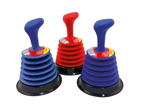 Rothenberger Industrial 1x RoPü Mini Abflussreiniger Pömpel | Gesamtlänge ca. 16 cm; Ø Glocke ca. 12 cm | für Spülen, Duschtassen, Waschbecken, Badewannen | blau, rot *Farbe Nicht wählbar*