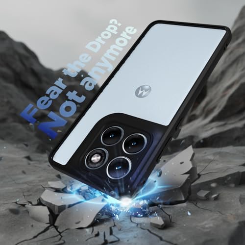 Image of RIGGEAR Shockproof Sleek Hybrid Armor Back Cover Case for Motorola Moto Edge 70 Fusion 5G (Clear PC + Black TPU Bumper)