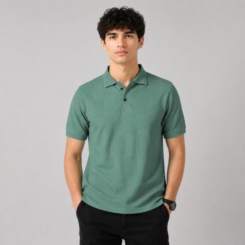 Image of TOPLOT Men's Polo T Shirt | Half Sleeve Design | Comfortable Fit Wear | Stylish Casual Look | Breathable Feel |Modern Style | Easy Movement | Casual & Everyday Wear (5280)
