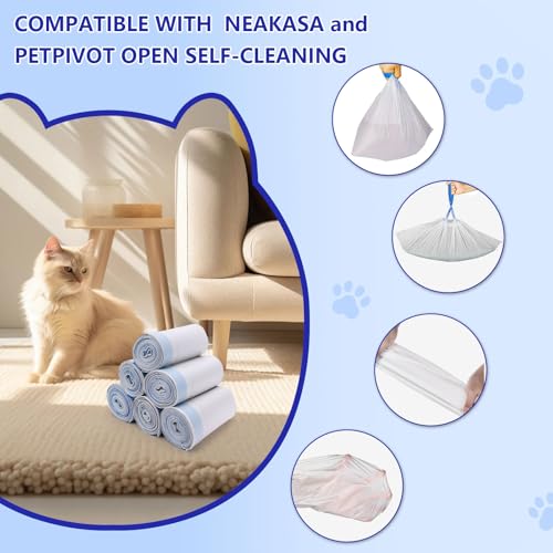 Image of 120 Count Cat Litter Box Bags for NeakasaM1 and Petpivot Autoscooper 11 /12 Self-Cleaning Cat Litter Boxes, Extra Thick Heavy Duty Liners Replacement, Unscented, 27 inch x 13 inch, Holds 22 lbs