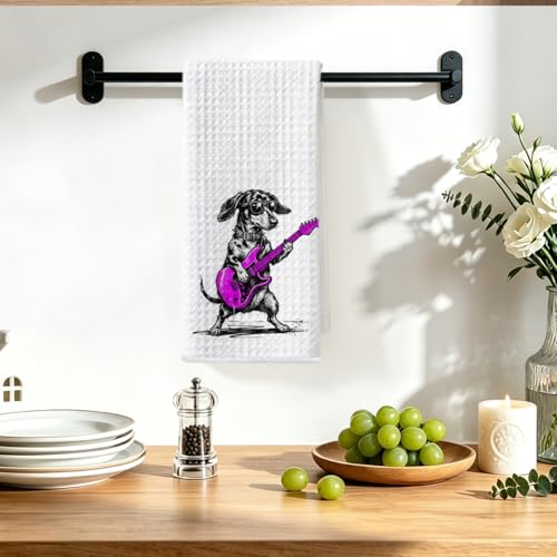 Image of Hanamiya Na Funny Dachshund Kitchen Towels 24x14 Inch, Dachshund Gifts Reusable Dish Towels for Kitchen Bathroom Decor, Waffle Weave Absorbent Tea Towel, Weiner Dog Gifts for Women Mom Friend Girls