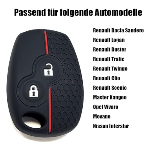 Chaexii Dacia Key Cover, 2 Buttons Key Case for Renaul-t Clio Modus Kangoo Logan Sandero Twingo Duster Master Trafic Megane Ope-l Key Fob,Silicone Car Key Holder - Image 2