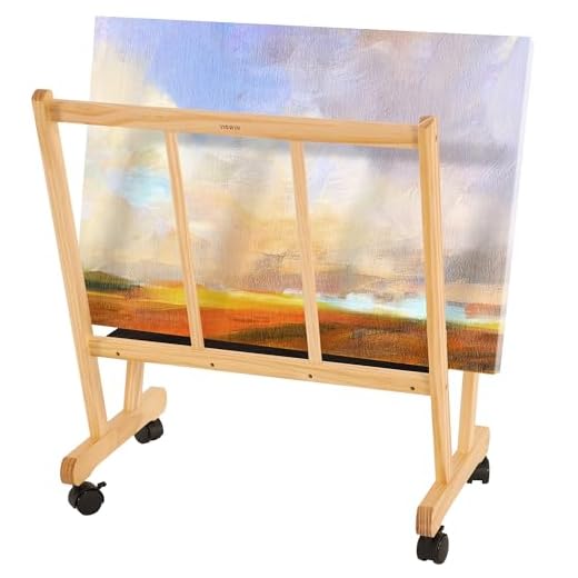 VISWIN Estante grande de madera para impresión, estante de exhibición de arte y estante de secado con ruedas rodantes, perfecto para almacenamiento y exhibición para lienzos, obras de arte,