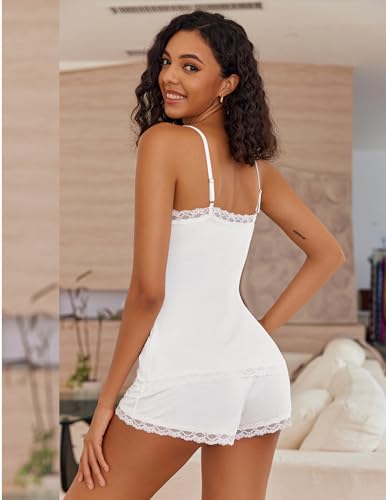 Image of Avidlove Women Cami Pajama Set Modal Sleepwear Lace Trim Short PJ Set with Shorts